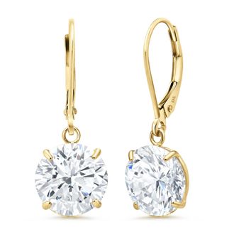 MAX + STONE 10k Yellow or White Gold Leverback Cubic Zirconia Dangle Earrings 5mm to 10mm