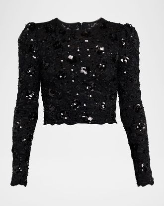 Generation Love Safia Sequined Lace Crop Top