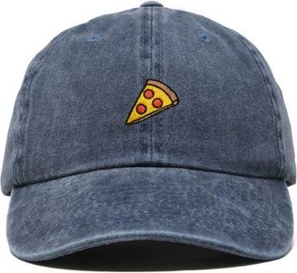 Dalix Pizza Slice Embroidered Dad Hat in Washed Navy Blue at Nordstrom