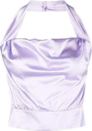 Pinko silk halterneck top - women - Silk/Elastane - 40 - Purple