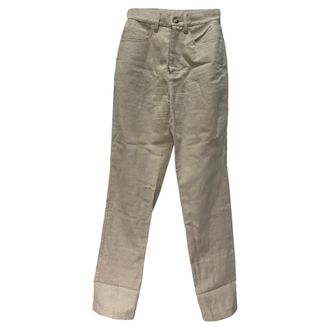 Nanushka Straight-Leg Trousers in Beige Cotton
