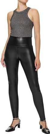 Hue Leather Flat-Tering Fit Leggings Womens Casual Pants Black : LG (US Womens 12-14) 28, Leather/Polyester/Polyurethane
