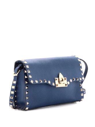 Valentino Garavani Rockstud Flip Lock Flap Bag Leather Small shoulder bag - women - Calf Leather - One Size - Blue