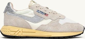 Autry REELWIND LOW SNEAKERS IN WHITE AND SILVER SUEDE AND NYLON