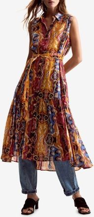 Desigual Abstract Print Sleeveless Dress in Burgundy Multi at Nordstrom, Size X-Small