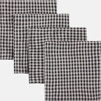 ONCE MILANO Set of 4 gingham linen napkins