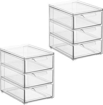 mDesign 3-Drawer Stackable Organizer - Set of 2 - Clear at Nordstrom