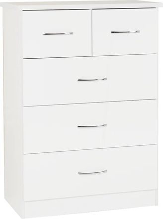 Seconique NEVADA 3+2 DRAWER CHEST - WHITE GLOSS - SECONIQUE | TJ Hughes