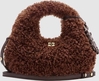 Ganni Sac Hobo Mini Curl Fur Demitasse