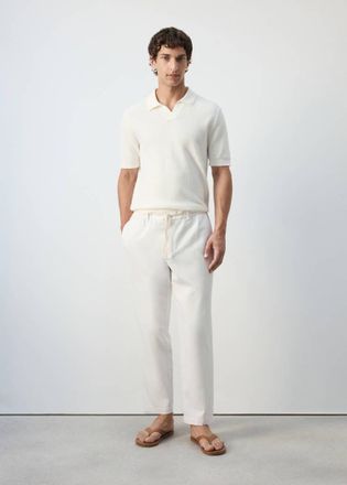Mango Pantaloni relaxed-fit misto cotone lino bianco sporco - Uomo - 46 - MANGO MAN