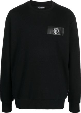 Plein Sport logo-patch cotton sweatshirt - men - Cotton - L - Black