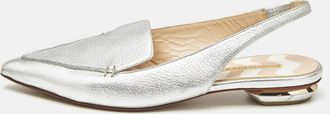 Nicholas Kirkwood Silver Leather Beya Slingback Mules