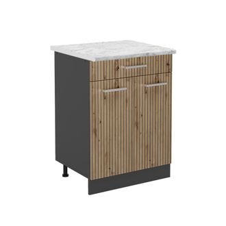 Vicco Mueble Bajo De Cocina R-line, Roble Artesanal, 80 Cm, Et M&aacute;rmol