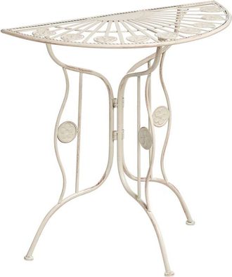 Beliani Mesa de balcón exterior de metal estilo vintage tablero de 80 x 37 cm estructura de hierro beige claro Coggia