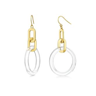 Gold & Honey Womens Link Drop Lucite Earrings In Clear
