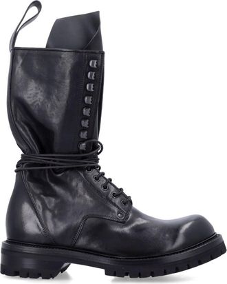 Rick Owens Black Leather Boots
