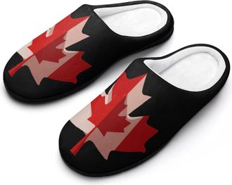Generic Canadian Flag Maple Leaf Men Slippers Funny House Shoes Cotton Slipper for Indoor Outdoor