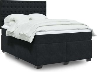 vidaXL Vidaxl - Cama Box Spring Con Colch&oacute;n Terciopelo Negro 140x190 Cm