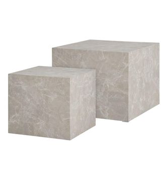 Moloo Set de 2 mesas de centro acabado m&aacute;rmol beige 40x40cm / 50x50cm