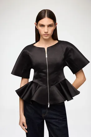 Ganni Blouse in Black Satin - Size 32