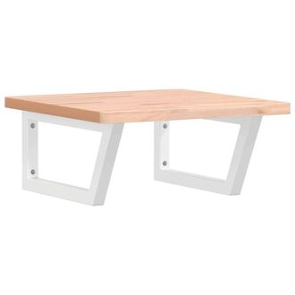 Berkfield Home Basin Shelf Wall Mounted Steel & Solid Wood Beech in Natural
