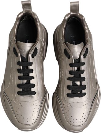 Dolce & Gabbana Silver Daymaster Leather Men Sneakers Shoes Calf