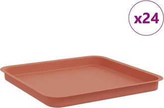 vidaXL Bandeja Cuadrada Para Flores 24 Uds. Rojo Ladrillo Vidaxl