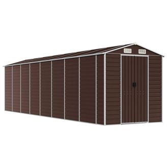 Berkfield Home Garden Shed Brown 191x725x198 cm Galvanised Steel | Size: 191 x 725 x 198 cm