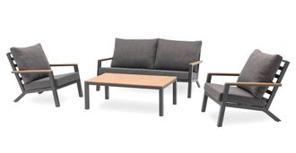 DCB Garden Sal&oacute;n de jard&iacute;n 5 pl en aluminio y tapa efecto madera