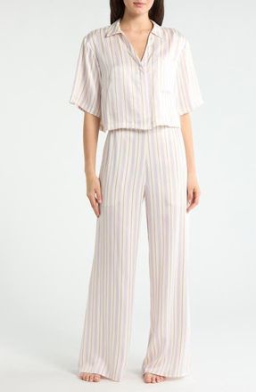 Lunya Washable High Waist Silk Pajamas in Wisteria Stripe at Nordstrom, Size X-Large