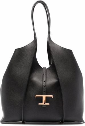 Tod's Medium T Timeless Shopping Bag - Dames - Schoudertassen - Zwart - ONE Size - Leer - Tassen