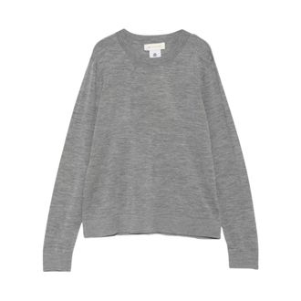 Max Mara Mmltempo Gebreide trui met ronde hals - Dames - Truien - Grijs - Maat: XL Wol