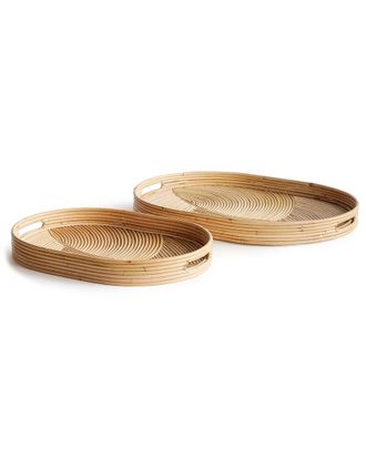Napa Home & Garden Set Of 2 Jelani Cane Oval Trays