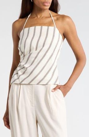 A.L.C. Charlotte Stripe Linen Blend Halter Top in Cream Stripe at Nordstrom Rack, Size 10