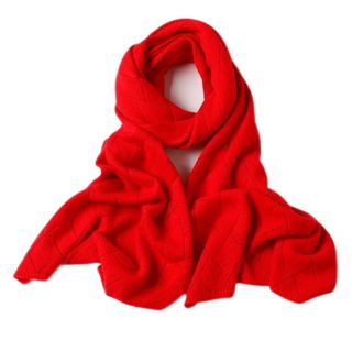 Generic Soft Lightweight Cashmere Scarf Women Short Knitted Warm Winter Neck Protection Hollow Out Versatile Wrap(Red)