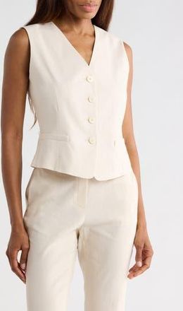 Theory Linen Blend Vest in Sand at Nordstrom Rack, Size 10