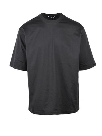Hev&ograve; Essential Grey Cotton T-Shirt With Classic Crew Neckline