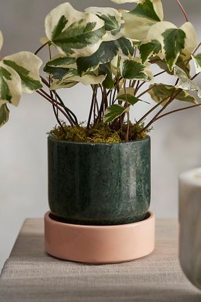 Terrain Footed Marble Cylinder Planter