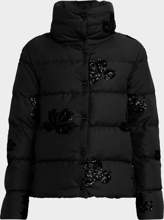 Herno Embellished Short Flannel Down Jacket