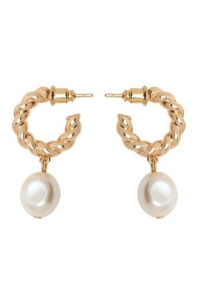Maje Twisted bead hoop earrings in Gold at Nordstrom