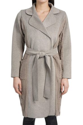 Love Token Callie Long Sleeve Sweater Coat In Taupe