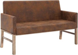 vidaXL Vidaxl - Banco con reposabrazos piel de ante artificial marrón 140 cm