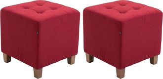 Clp Set De 2 Taburetes Puff Pharao En Tela Rojo