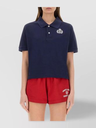 Sporty & Rich polo collar cotton pique top