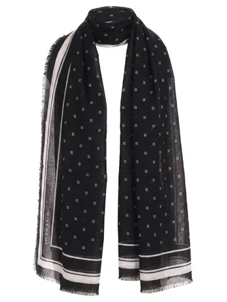 Givenchy Logo-Patterned Wool-Silk Scarf - Black