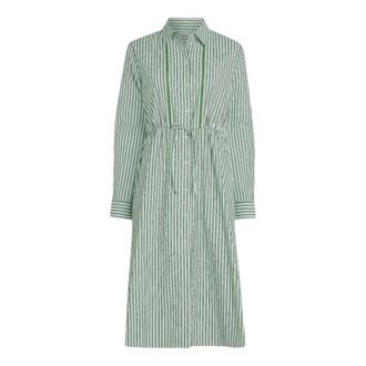 Tommy Hilfiger Gestreept Poplin Overhemdjurk - Dames - Shirt Kleedjes - Groen - XS - Katoen - Kleedjes