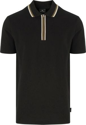 Paul Smith Polo Shirts, male, Black, 2XL, PS Zip Trim Polo