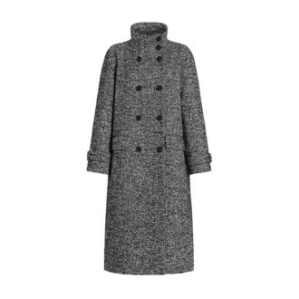 Dolce & Gabbana Lange double-breasted jas van wolmix - Dames - Mantels - Grijs - Maat: M Wol