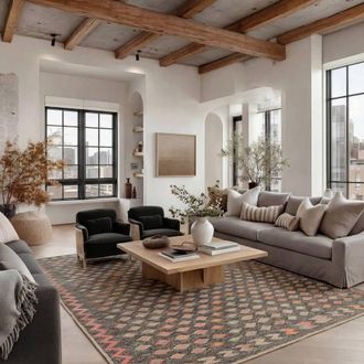 Kukoon Grey Machine Washable Jute Boho Style Distressed Living Room Area Rug | Size: 240 cm x 330 cm