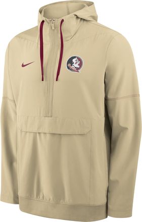 Nike Florida State Sideline Anorak Nike Mens College 1/2-Zip Hooded Jacket in Brown | 03AT08FVFTN-PTU